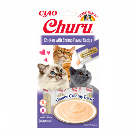 Recompense si Delicii pentru Pisici - Churu Recompensa Cremoasa cu Pui si Creveti