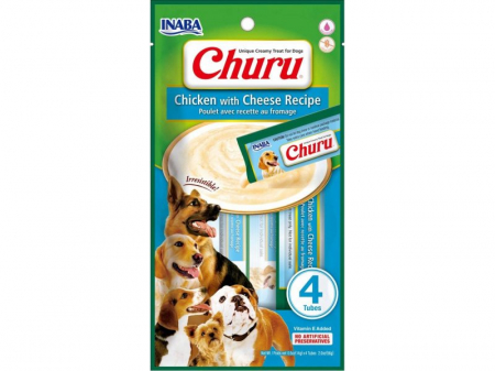 Recompense si Delicii pentru Caini - Churu Recompense Cremoase pentru caini cu Pui si Branza