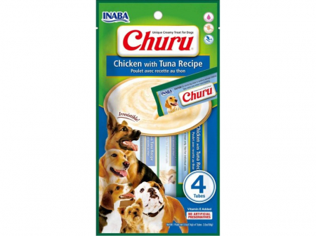 Recompense si Delicii pentru Caini - Churu Recompense Cremoase pentru caini cu Pui si Ton