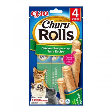 Recompense si Delicii pentru Pisici - Churu Rolls Recompense pentru Pisici cu Pui si Ton