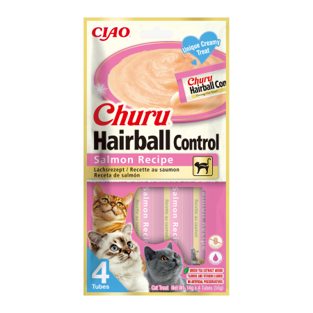 Recompense si Delicii pentru Pisici - Ciao Churu Hairball Control Recompensa Cremoasa cu Somon 4x14 Gr
