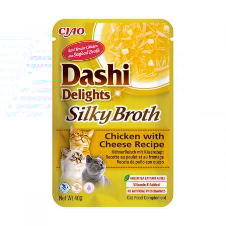Recompense si Delicii pentru Pisici - Ciao Dashi Delights Silky Broth Reteta cu Pui si Branza