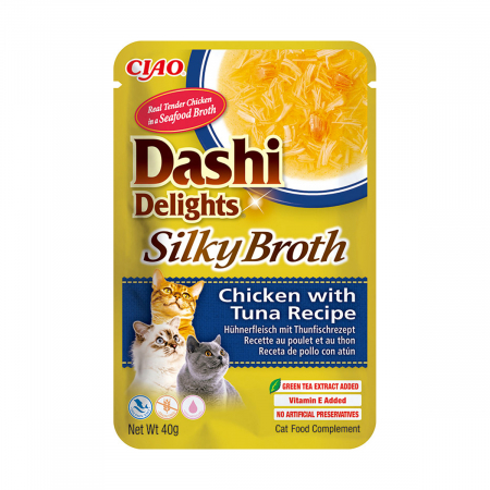 Recompense si Delicii pentru Pisici - Ciao Dashi Delights Silky Broth Reteta cu Pui si Ton