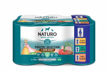 Naturo - Conserve Naturo Adult Variety Pack, Pui, Rata, Curcan 390g x 6
