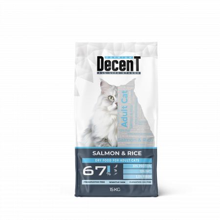 Decent - DecenT Adult Cat Sensitive Skin cu Somon si Orez