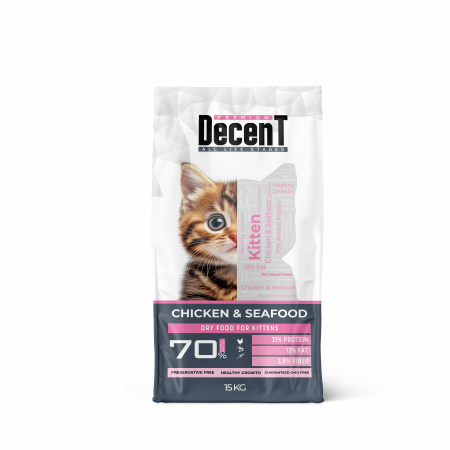 Decent - DecenT Kitten Healthy Growth cu Pui si Fructe de Mare