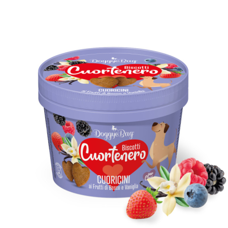 Caini - Doggyebag Cuortenero Cuoricini Biscuiti Artizanali cu Fructe de Padure si Vanilie 150 Gr