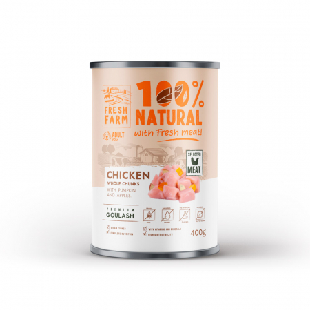 Fresh Farm - Fresh Farm Goulash Conserva Hrana Umeda cu Pui, Dovleac si Mere 400 Gr