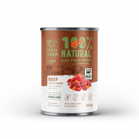 Fresh Farm - Fresh Farm Goulash Conserva Hrana Umeda cu Vita si Morcovi 400 Gr