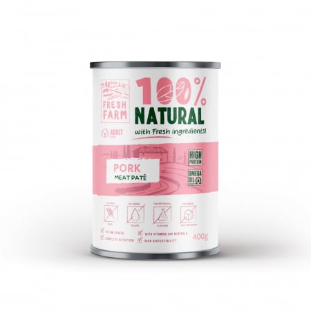 Fresh Farm - Fresh Farm Smooth Conserva Hrana Umeda Pate cu Carne de Porc 400 Gr