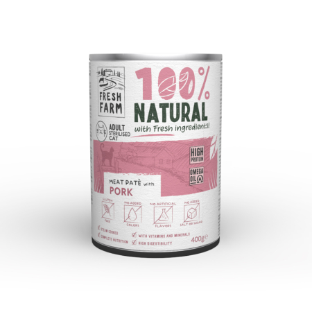 Fresh Farm - Fresh Farm Sterilised Cat Smooth Pate cu Porc 400 Gr
