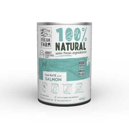 Fresh Farm - Fresh Farm Sterilised Cat Smooth Pate cu Somon 400 Gr