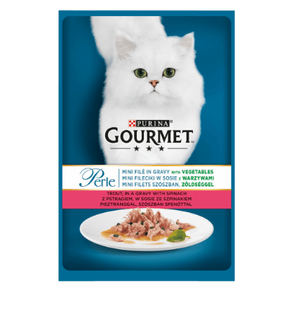 Pisici - Gourmet Perle Pastrav si Spanac in Sos Plic