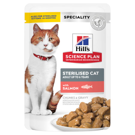 Hill's - Hills SP Feline Adult Sterilised Salmon Pouch 85 Gr