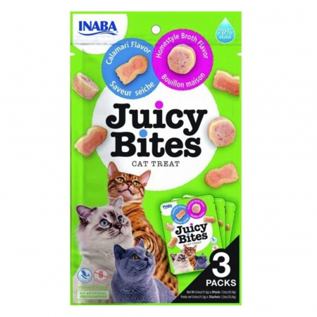 Recompense si Delicii pentru Pisici - Juicy Bites Recompense pentru Pisici cu Aroma de Calamar si Supa de Casa
