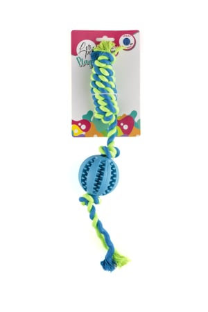 Jucarii Caini - Leopet Dog Rubber Ball Rope Assorted Colours 7 Cm