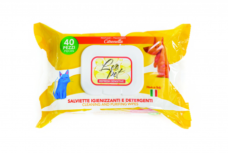 Igiena Blana si Piele - Leopet Servetele Umede Citronella pentru Animale de Companie