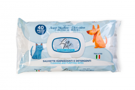Igiena Blana si Piele - Leopet Servetele Umede cu Apa Micelara si Clorhexidina pentru Animale de Companie