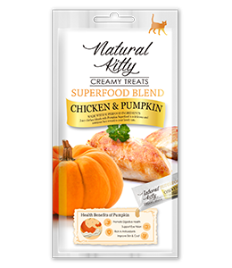 Recompense si Delicii pentru Pisici - Natural Kitty  Recompensa Cremoasa cu Pui si Dovleac