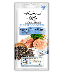 Recompense si Delicii pentru Pisici - Natural Kitty Recompensa cremoasa Ton si Seminte de Chia