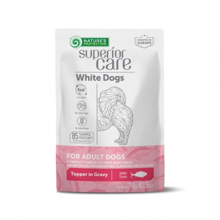 Nature's Protection Gustari Pentru Caini Blana Alba de Toate Rasele cu Ton 70g