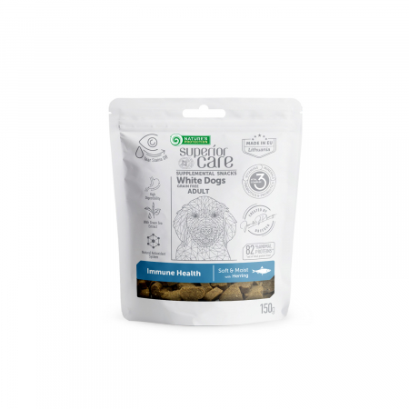 Nature's Protection Gustari Pentru Sustinerea Sanatatii Imune cu Hering Caini Adulti Blana Alba 150 g
