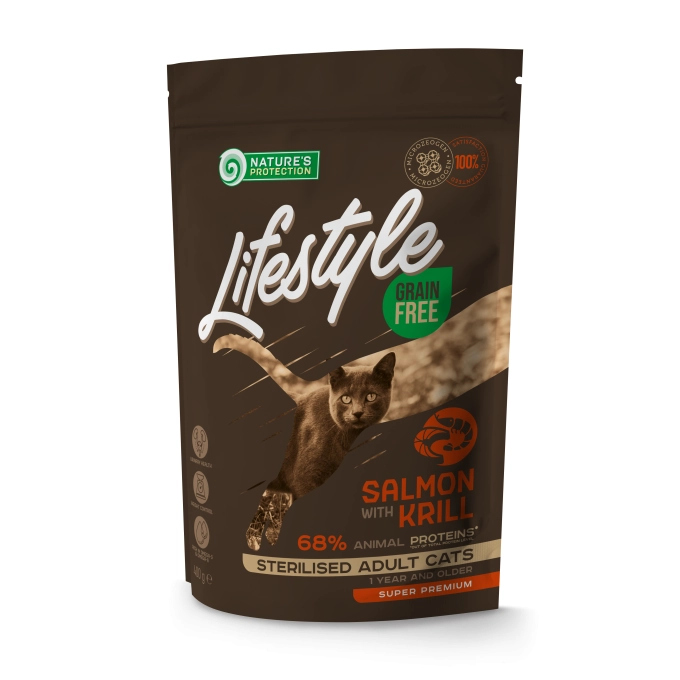Import - Nature's Protection Lifestyle Grain Free Adult Cat Sterilised Salmon with Krill