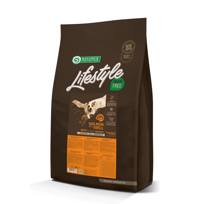 Nature's Protection - Nature's Protection Lifestyle Grain Free Junior Dog All Breed cu Somon si Krill