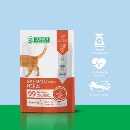 Nature's Protection Pisica Adulta Sterilizata cu Somon si Ierburi 100 Gr [2]