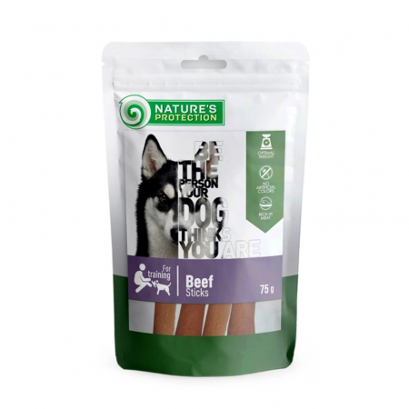 Recompense si Delicii pentru Caini - Nature's Protection Snacks for Dogs Beef Sticks 75 Gr