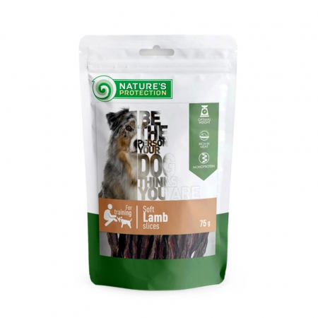 Recompense si Delicii pentru Caini - Nature's Protection Snacks for Dogs Soft Lamb Slices 75 Gr