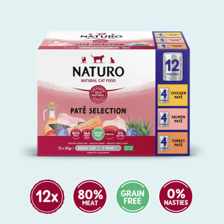 Naturo - Naturo Cat Adult Pate Selection cu Pui, Somon si Curcan 12x85 Gr