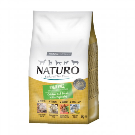 Caini - Naturo Hrana Uscata Pui si Cartofi 2 Kg