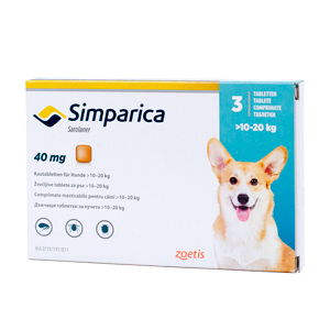 Farmacie Caini - Simparica Antiparazitar pentru Caini 3 Comprimate M (10-20 kg)