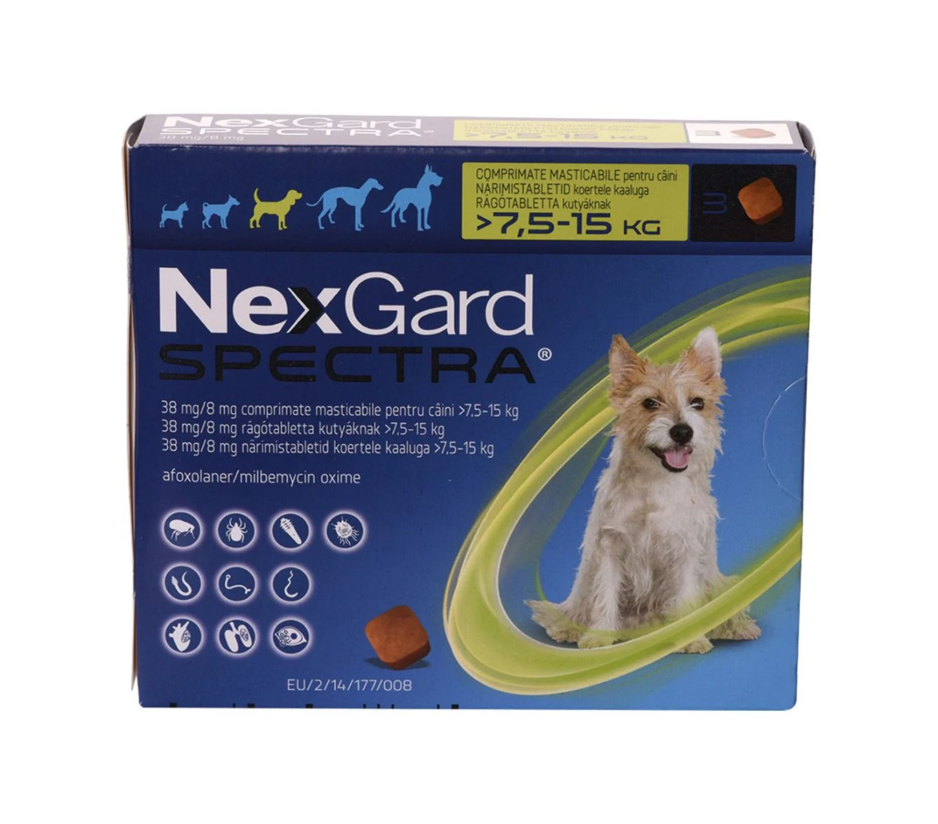 Farmacie Caini - Nexgard Spectra Antiparazitar Caini 1 Comprimat M (7.5-15 kg)