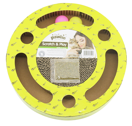 Pisici - Pawise Round Cat Scratch and Play cu Catnip pentru Pisici