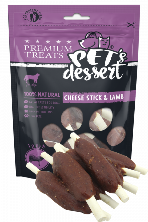 Recompense si Delicii pentru Caini - Pet's Desert Dog Cheese Stick&Lamb 80g LSL-03