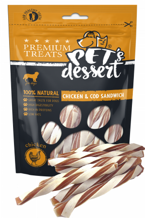 Recompense si Delicii pentru Caini - Pet's Desert Dog Chicken&Cod Sandwich 80g LSC-42
