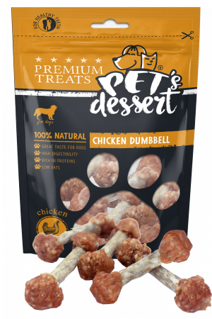 Recompense si Delicii pentru Caini - Pet's Desert Dog Chicken Dummbell 80g LSC-26