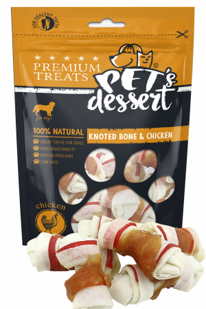 Recompense si Delicii pentru Caini - Pet's Desert Dog Knoted Bone&Chicken 80g LSC-50(2)