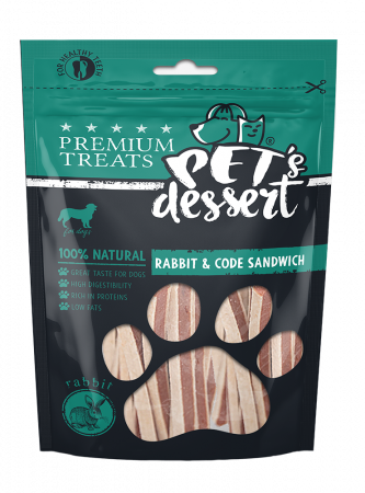 Recompense si Delicii pentru Caini - Pet's Desert Dog Rabbit and Cod Sandwich 80 Gr LSR-08