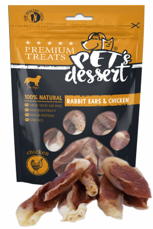 Recompense si Delicii pentru Caini - Pet's Desert Dog Rabbit Ears&Chicken 80g LSR-04(2)