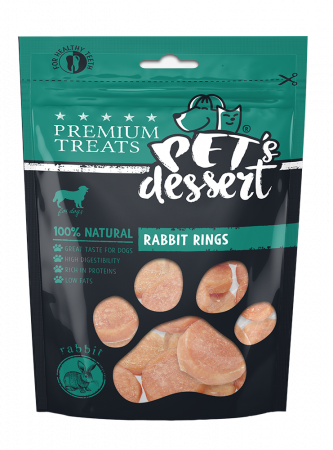 Recompense si Delicii pentru Caini - Pet's Desert Dog Rabbit Rings 80g LSR-09
