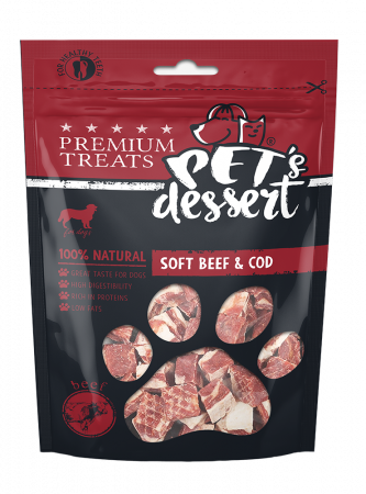 Recompense si Delicii pentru Caini - Pet's Desert Dog Soft Beef and Cod 80 Gr LSN-04
