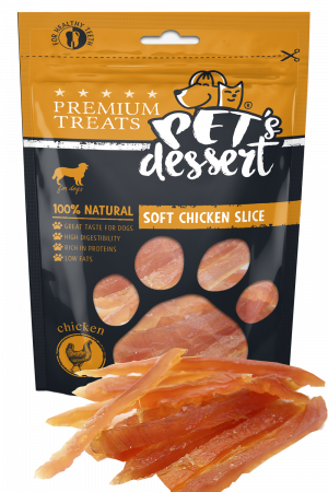 Recompense si Delicii pentru Caini - Pet's Desert Dog Soft Chicken Slice 80g LSC-02
