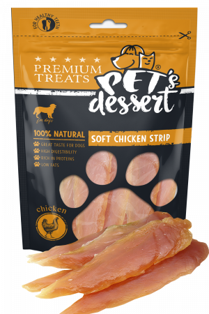 Recompense si Delicii pentru Caini - Pet's Desert Dog Soft Chicken Strips 80g LSC-01