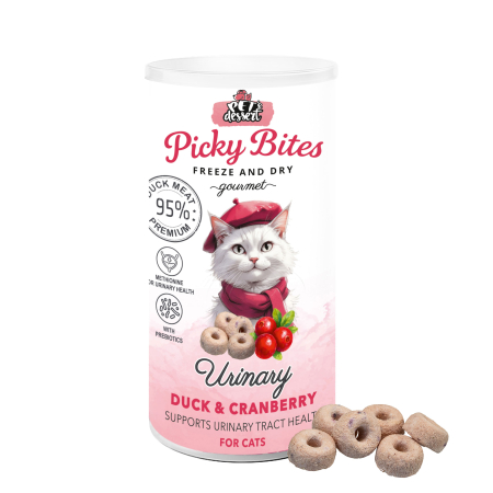 Recompense si Delicii pentru Pisici - Pet’s Dessert Recompense Picky Bites Urinary cu Rata si Merisoare