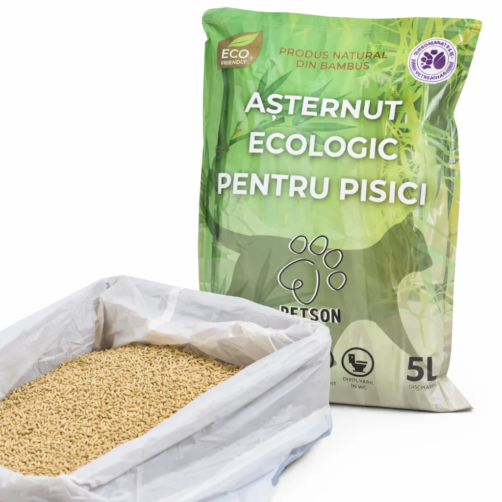 Nisip, Silicat si Asternuturi pentru Pisici - Petson Asternut Ecologic din Fibra de Bambus pentru Pisici 5L