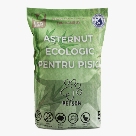 Nisip, Silicat si Asternuturi pentru Pisici - Petson Asternut Ecologic din Fibra de Bambus pentru Pisici 5L