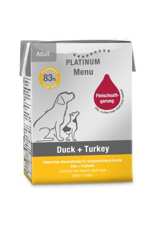 Platinum - Platinum Meniu Hrana Umeda pentru Caini Adulti cu Rata si Curcan 185 Gr